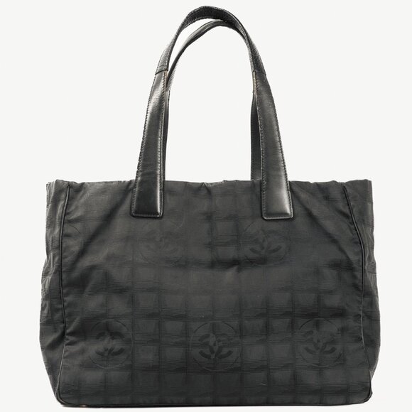 Chanel Travel Line Black Nylon CC-Jacquard Tote - Picture 4 of 10